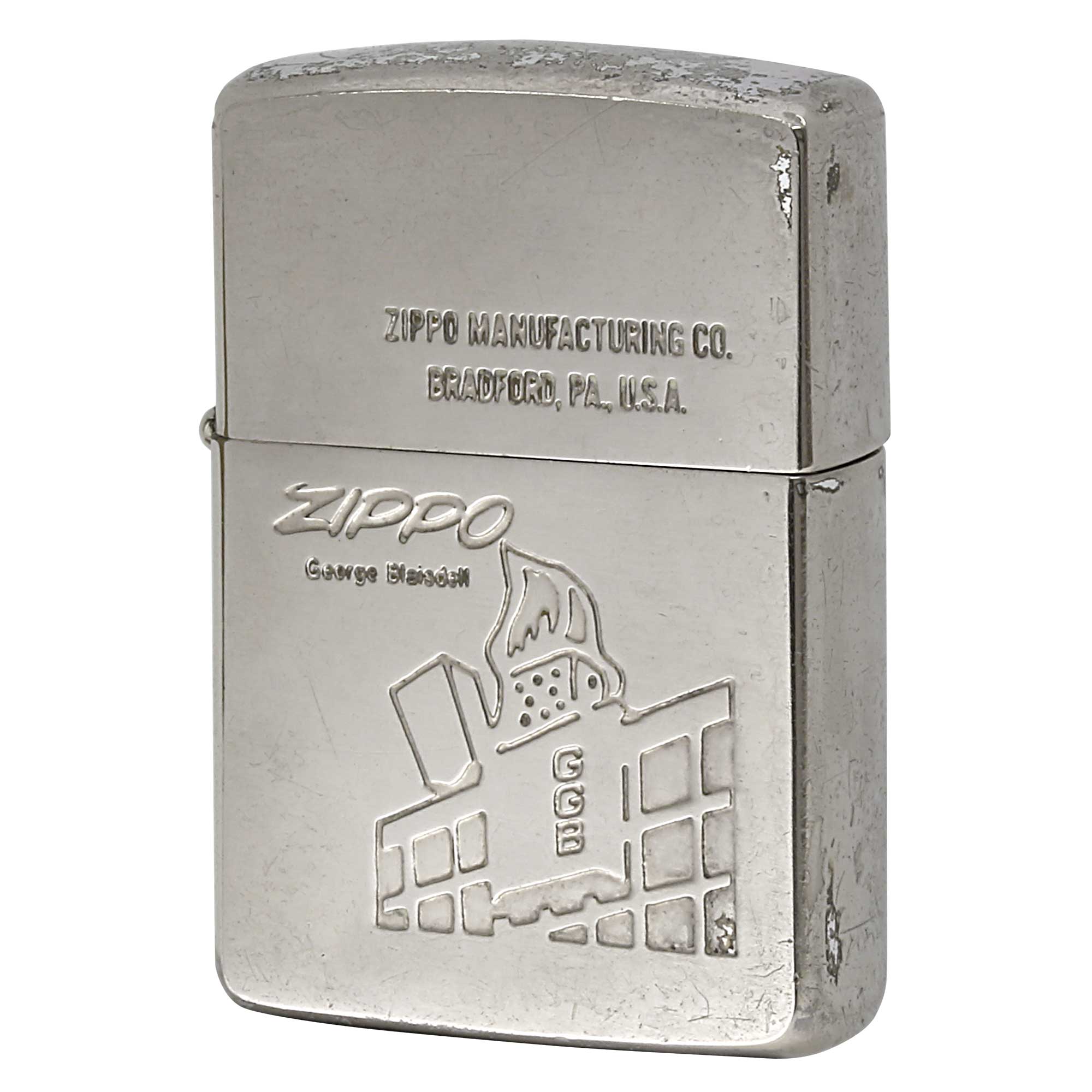 絶版/ヴィンテージ Zippo ジッポー 中古 1991年製造 ジッポ本社ビル  [C]使用感あり傷汚れあり