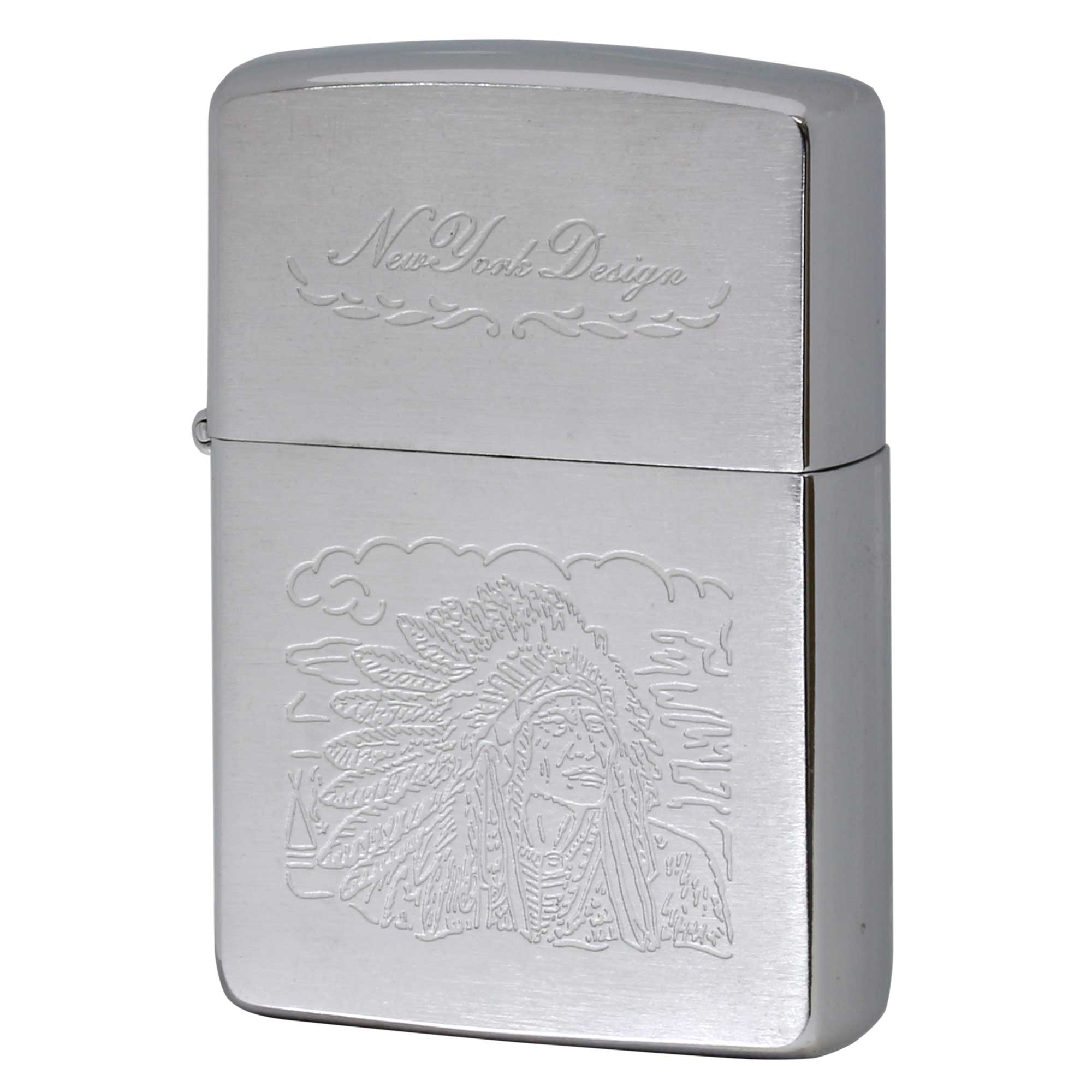 絶版/ヴィンテージ Zippo ジッポー 中古 1993年製造 ニューヨークデザイン インディアン  [A]使用感少なく状態が良い