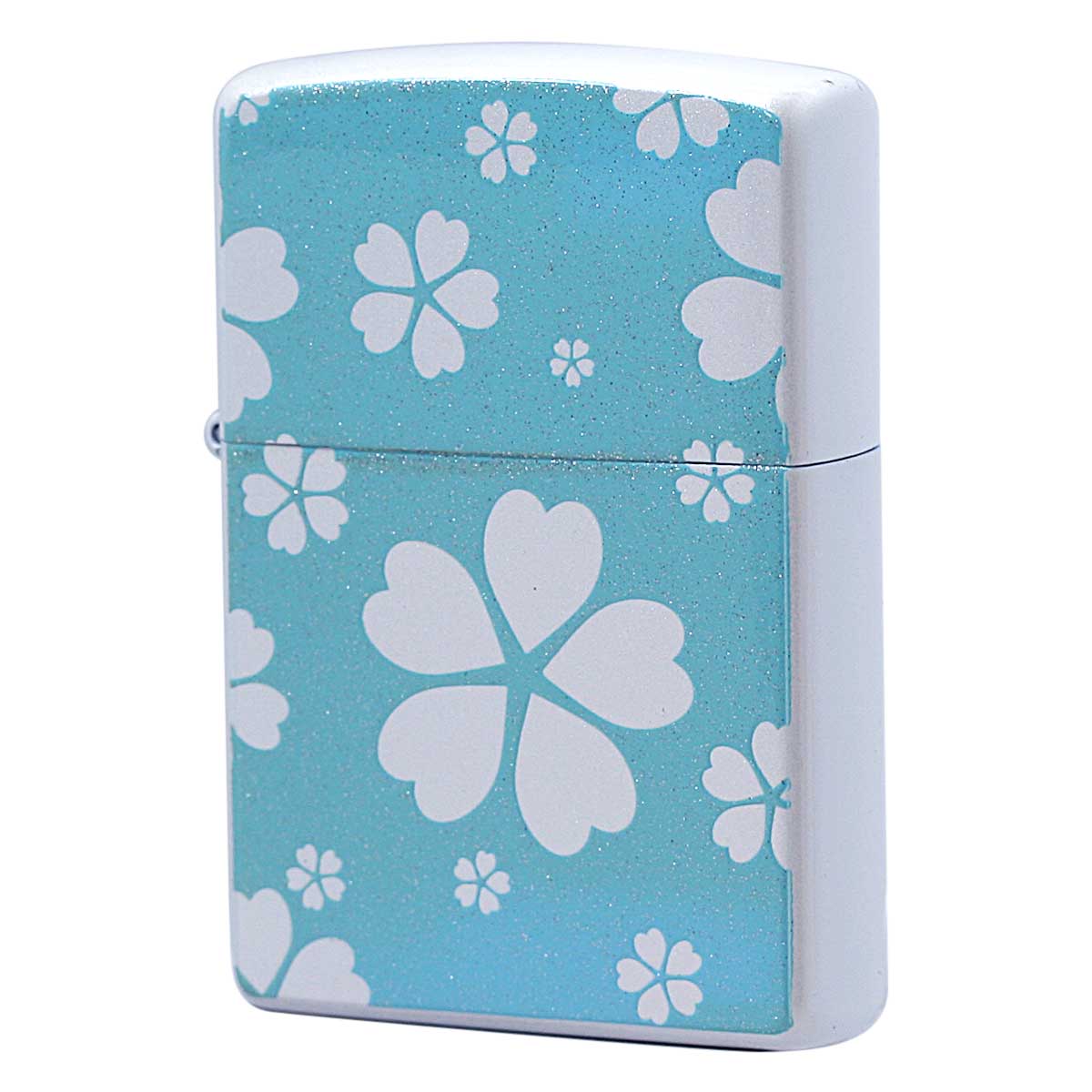 絶版/ヴィンテージ Zippo ジッポー 中古 2006年製造 水色に白い桜  [N]未使用・新品