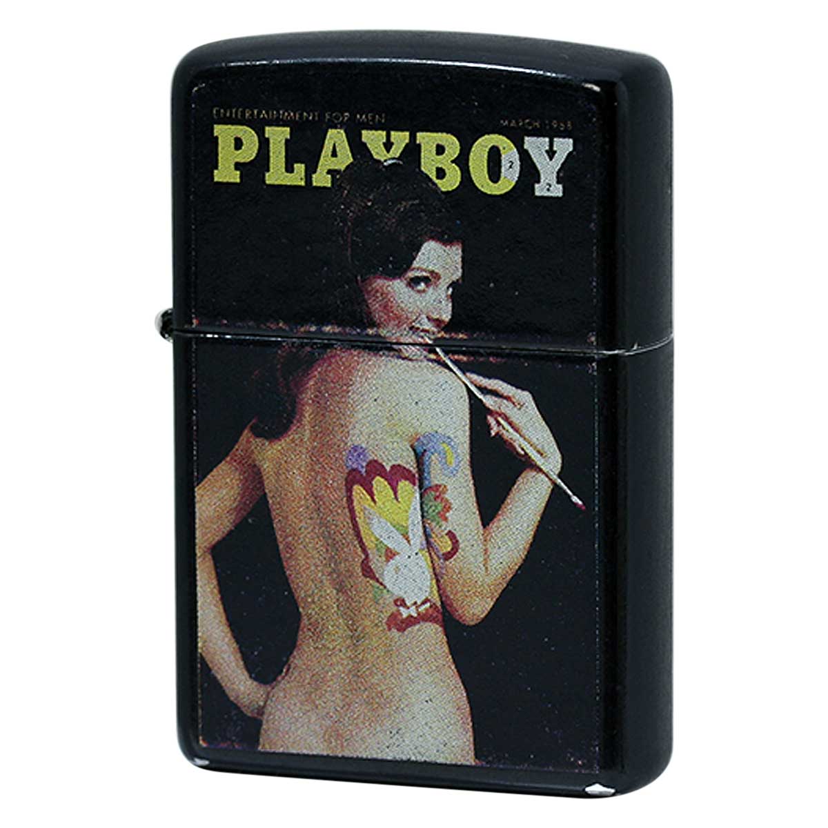 絶版/ヴィンテージ Zippo ジッポー 中古 2004年製造 PlayBoy ブラックマット  [C]使用感あり傷汚れあり