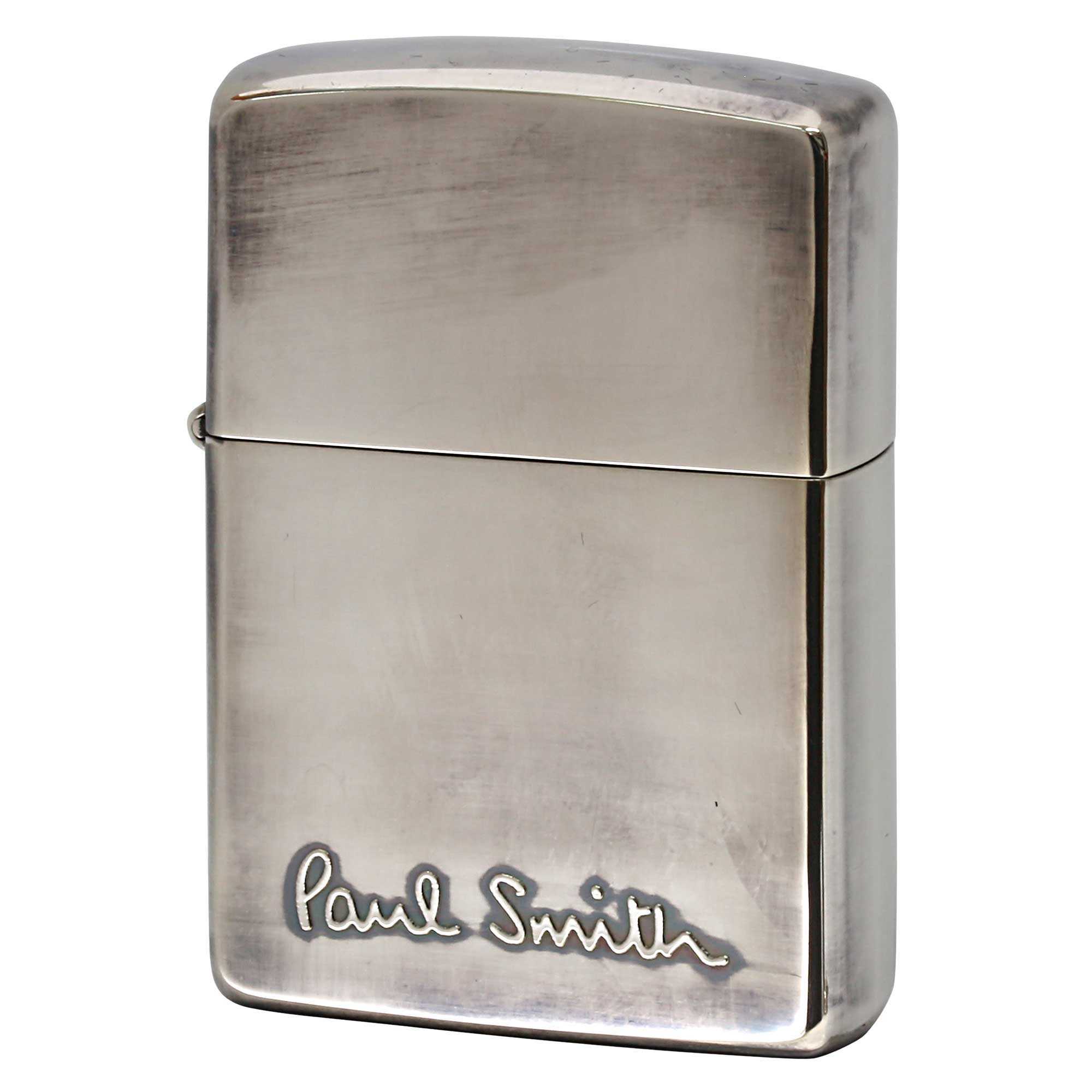絶版/ヴィンテージ Zippo ジッポー 中古 1993年製造 ZIPPO Paul Smith LOGO 逆エッチング 盛上げ シルバー いぶし仕上げ  [B]使用感ありやや傷汚れあり