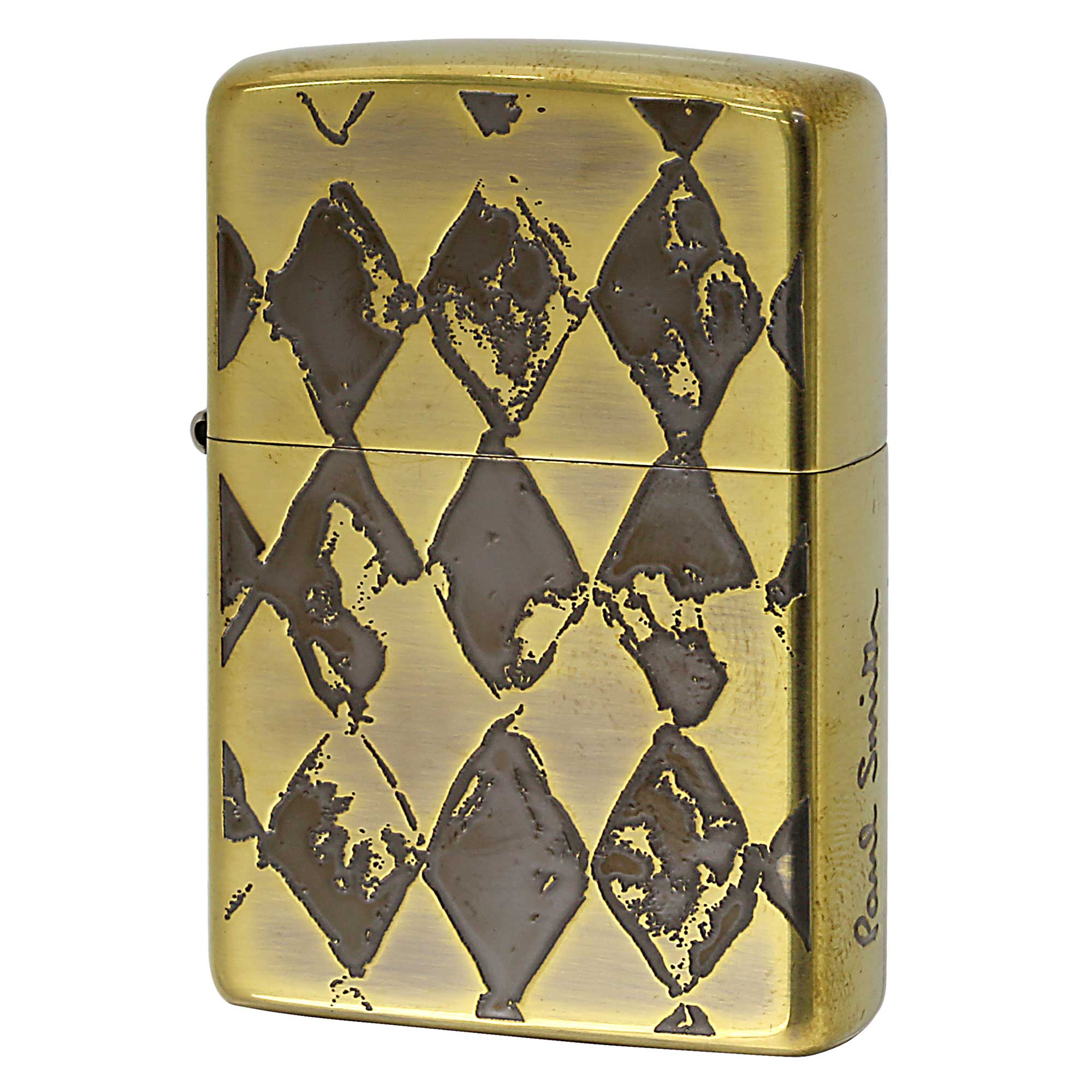絶版/ヴィンテージ Zippo ジッポー 中古 2009年製造 ZIPPO Paul Smith アーガイル柄 ブラス  [A]使用感少なく状態が良い