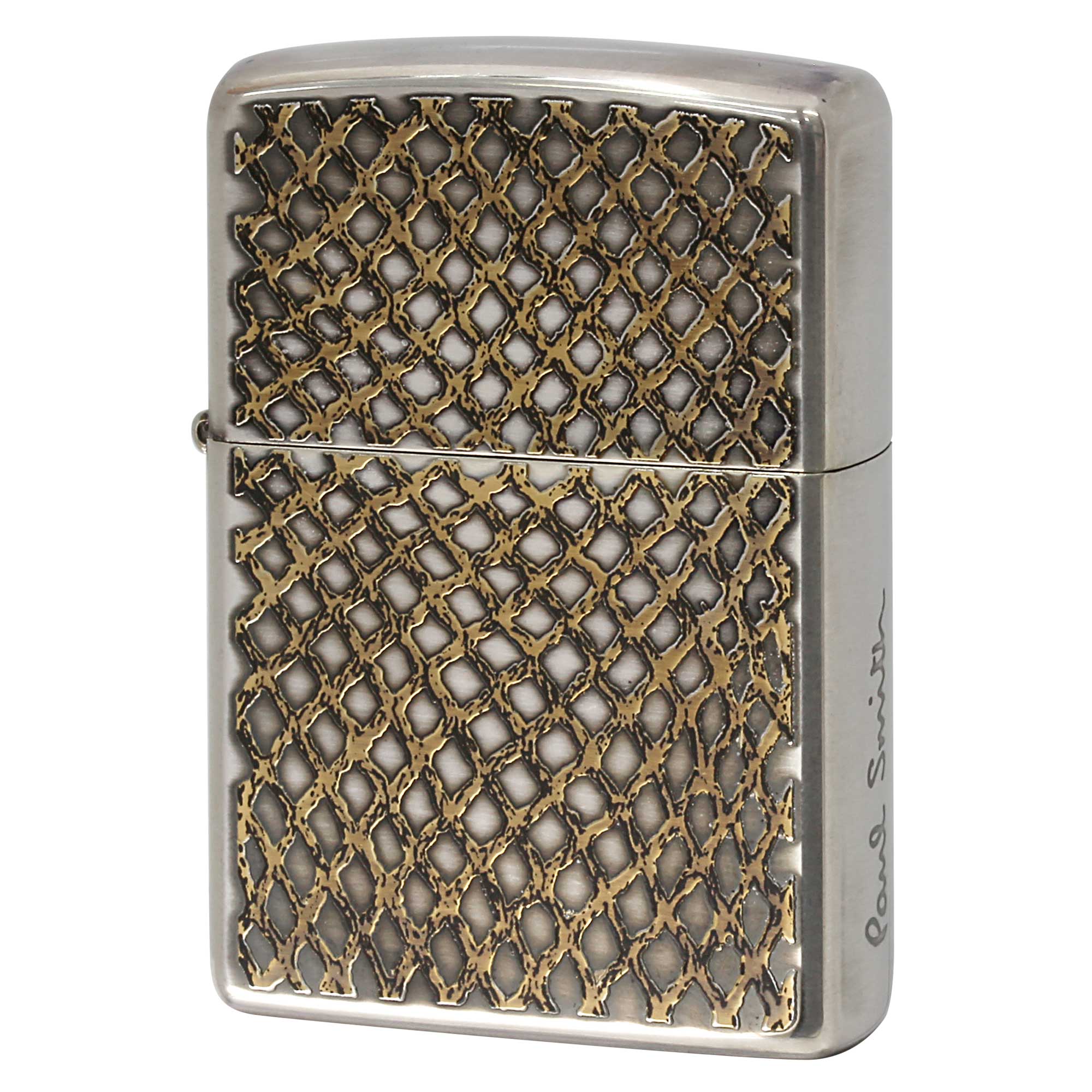 絶版/ヴィンテージ Zippo ジッポー 中古 2009年製造 ZIPPO Paul Smith Bamboo 網目模様 逆エッチング 盛上げ ゴールド  [S]ほぼ新品同様