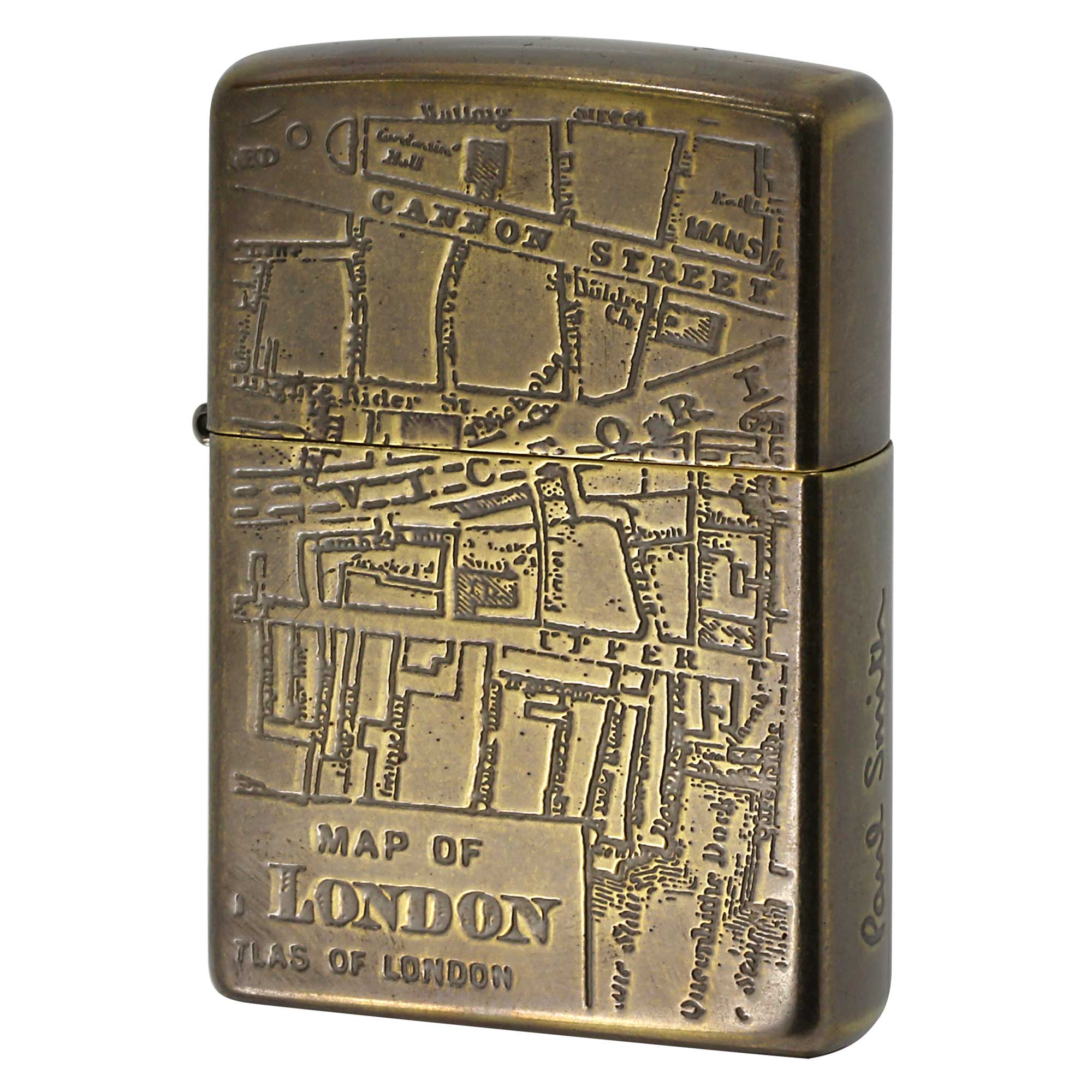 絶版/ヴィンテージ Zippo ジッポー 中古 2009年製造 ZIPPO Paul Smith MAP OF LONDON ロンドンの地図 ブラス  [S]ほぼ新品同様