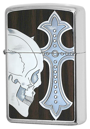 Zippo ジッポー Skull with Cross Wood SCW-B