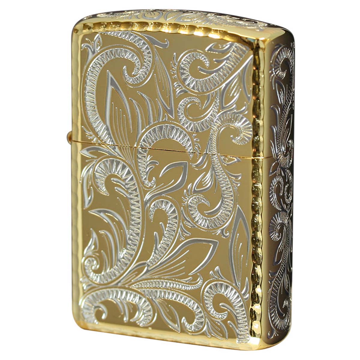 Zippo ジッポー アーマー アラベスク 唐草 コーナーリューター加工 両面加工 ゴールドシルバーミラー Classic Arabesque CLA-D