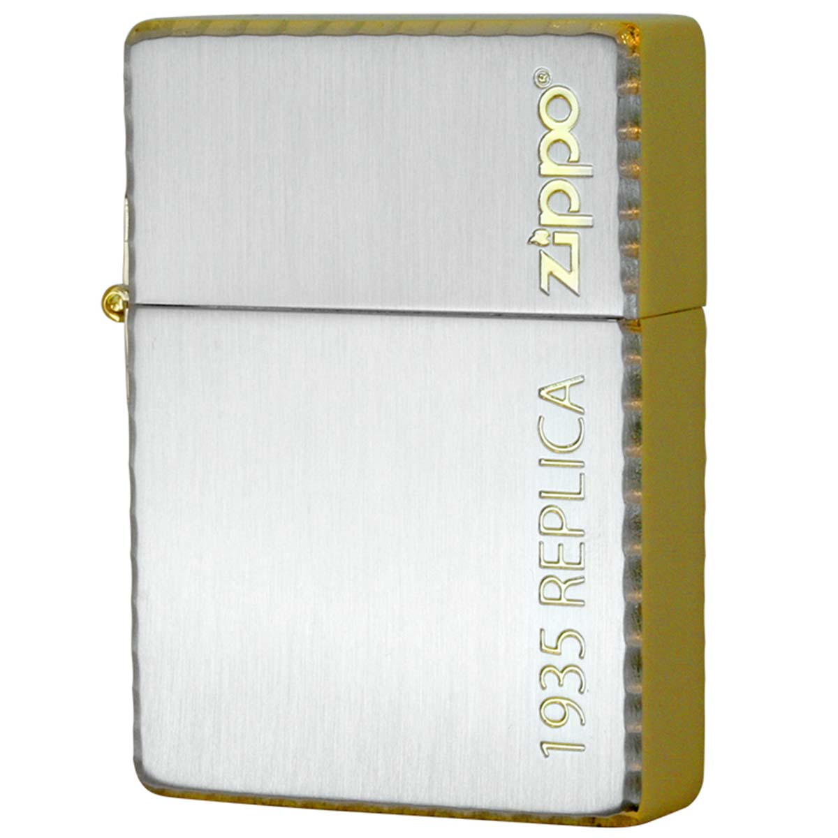 Zippo ジッポー 1935レプリカ シンプル ジッポ ロゴ コーナーリューター加工 金銀コンビメッキ サテーナ Simple Logo SG