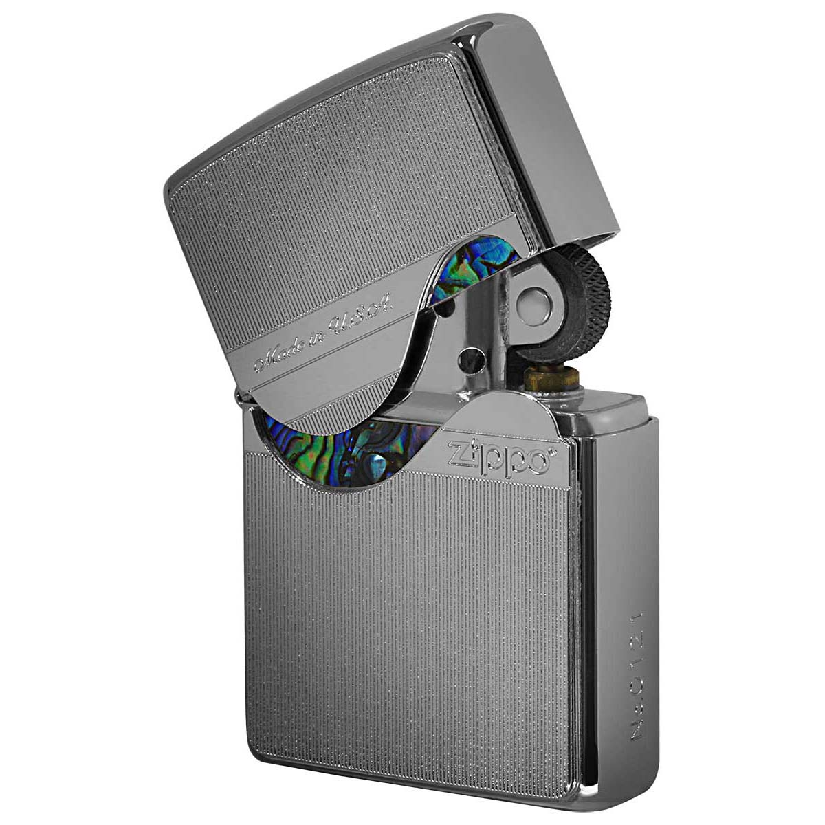 Zippo ジッポー トリックシェル 貝 プレート貼り シルバー Trick Shell トリックアクション シリアル番号 SV