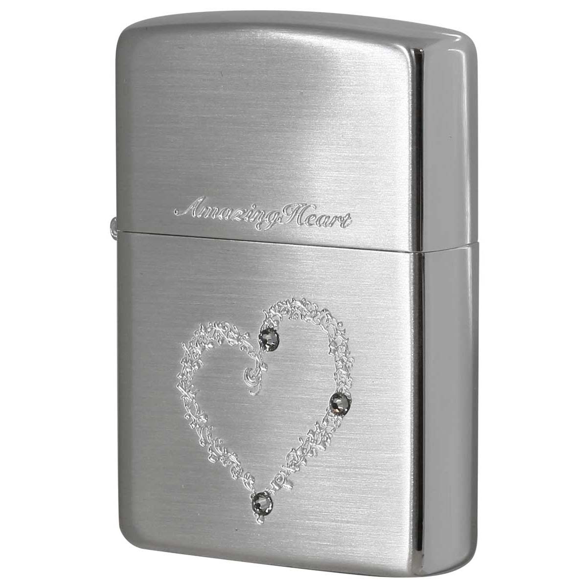 Zippo ジッポー アメージングハート スワロフスキー 銀メッキ Amazing Heart SS メール便可