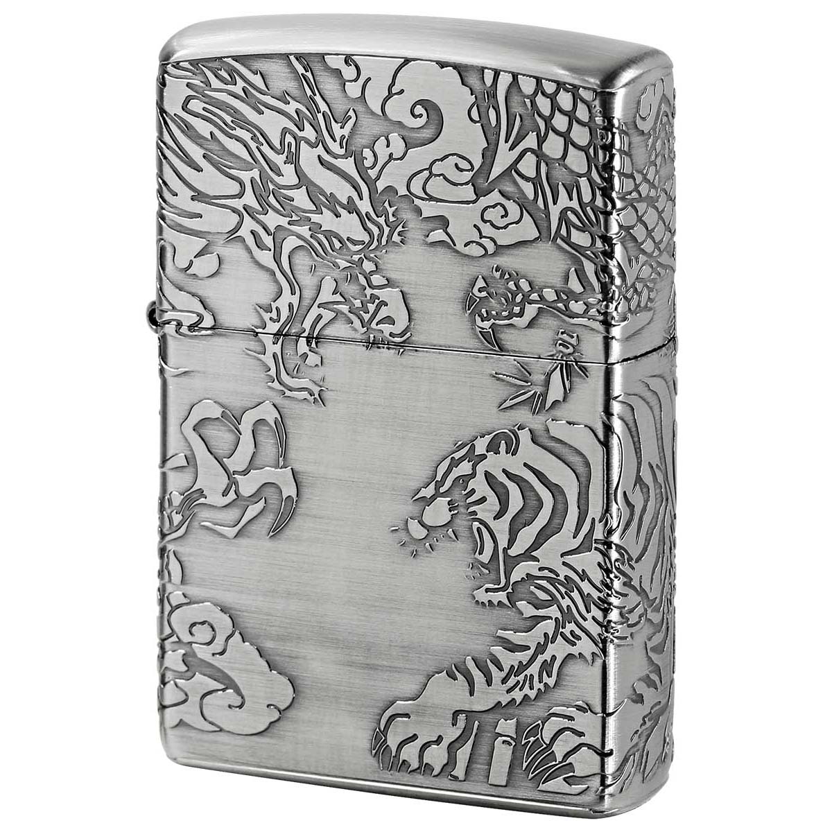Zippo ジッポー 龍虎 ドラゴン タイガー 4面連続デザイン ニッケルメッキ ブラッシュド Dragon and Tiger NI