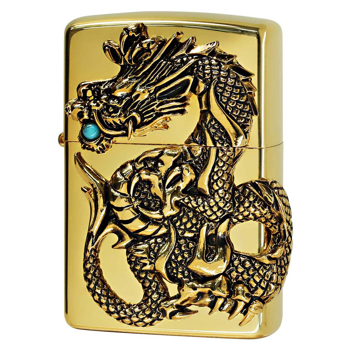Zippo ジッポー 限定100個 ドラゴンメタル ターコイズ 龍 天然石 ゴールド DRAGON METAL Turquoise シリアル番号 ゴールド