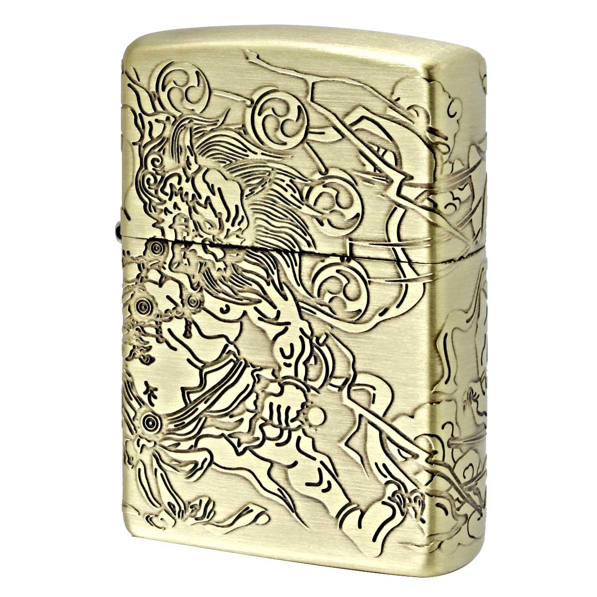 Zippo ジッポー 風神雷神 縁起物 4面連続デザイン ブラス古美 BS