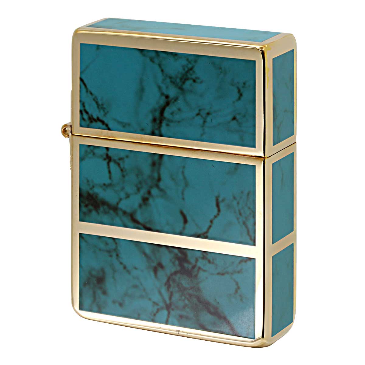 Zippo ジッポー 1935レプリカ マーブル 4面加工 1935EPG ターコイズ シリアル番号 ゴールドタンク TBL