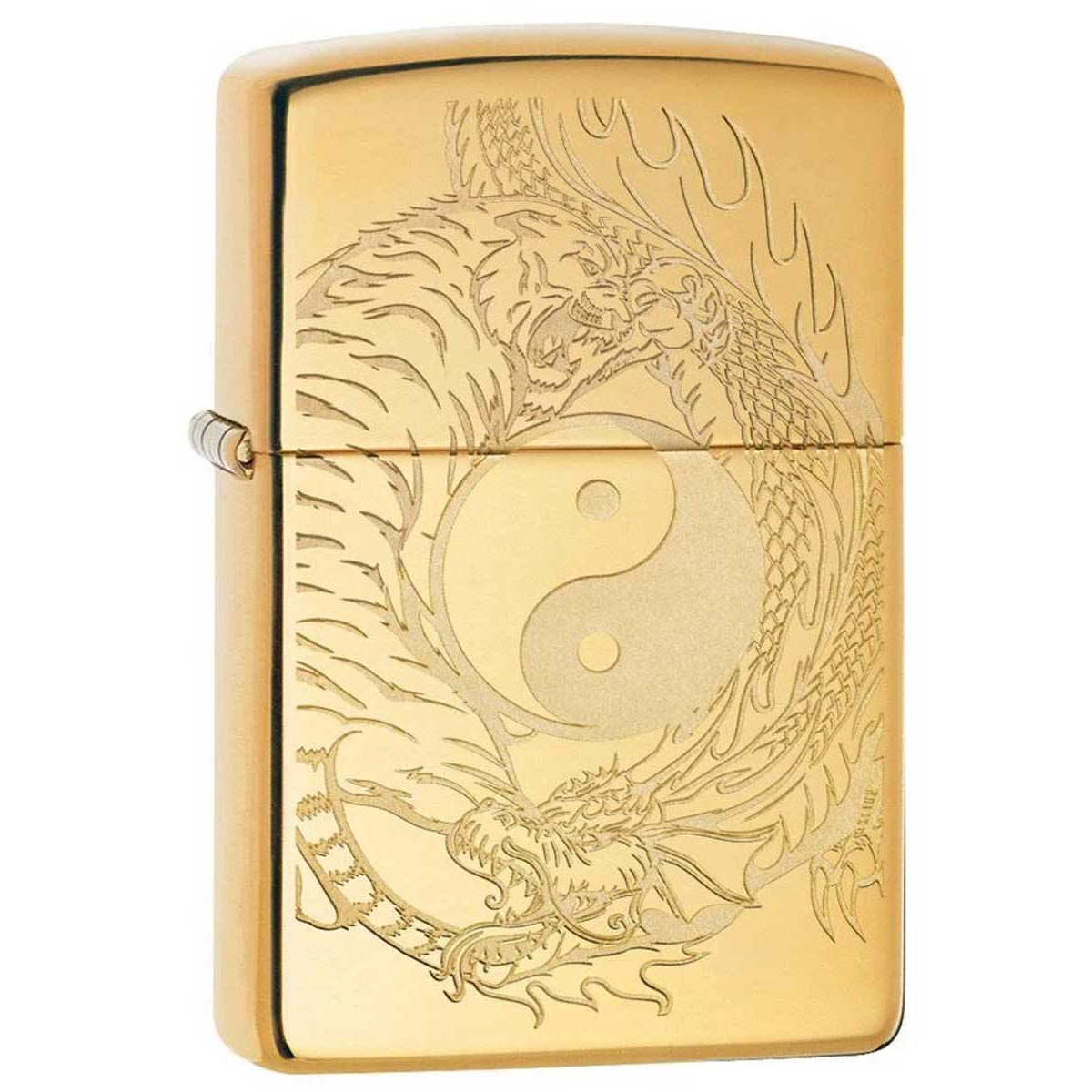 Zippo ジッポー タイガー ドラゴン 龍虎 タウカン Tiger and Dragon 鏡面 ポリッシュ ブラス 49024 メール便可