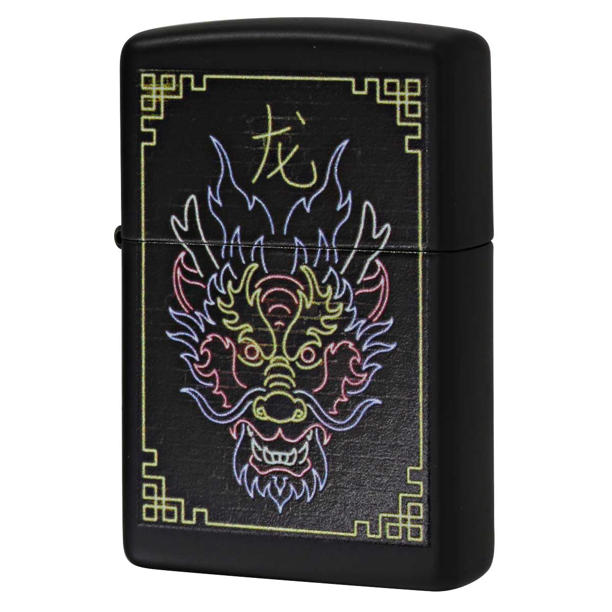 Zippo ジッポー 龍 ドラゴン ネオン Neon Dragon ブラックマット 49396 メール便可