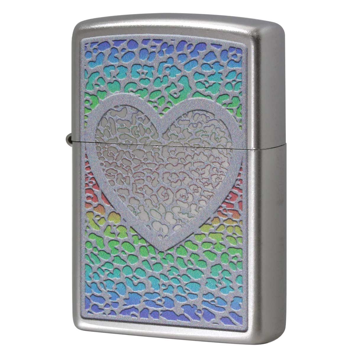 Zippo ジッポー ハート 立体 カラフル 3D-looking Heart サテンクローム 49780 メール便可