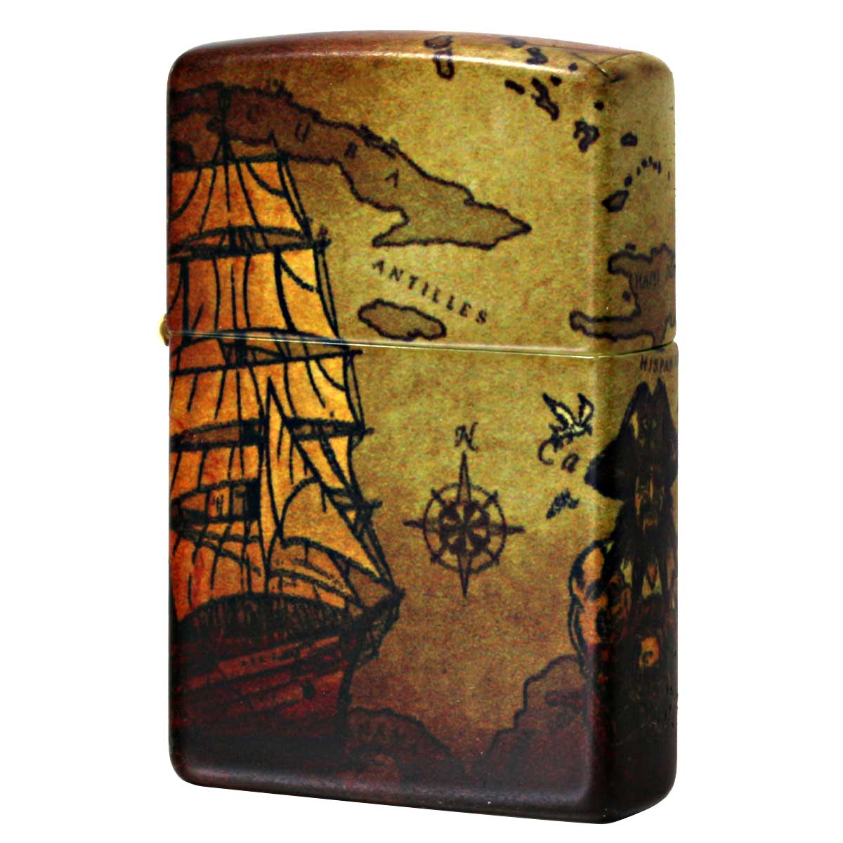 Zippo ジッポー 海賊 海賊船 地図 Pirate Ship 全面塗装 49355 メール便可