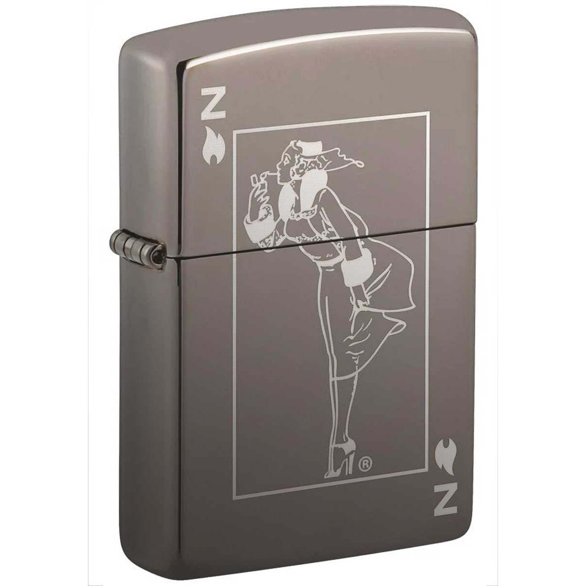 Zippo ジッポー トランプ柄 ウインディ ガール レディ Windy Trump ブラックアイス 49797 メール便可