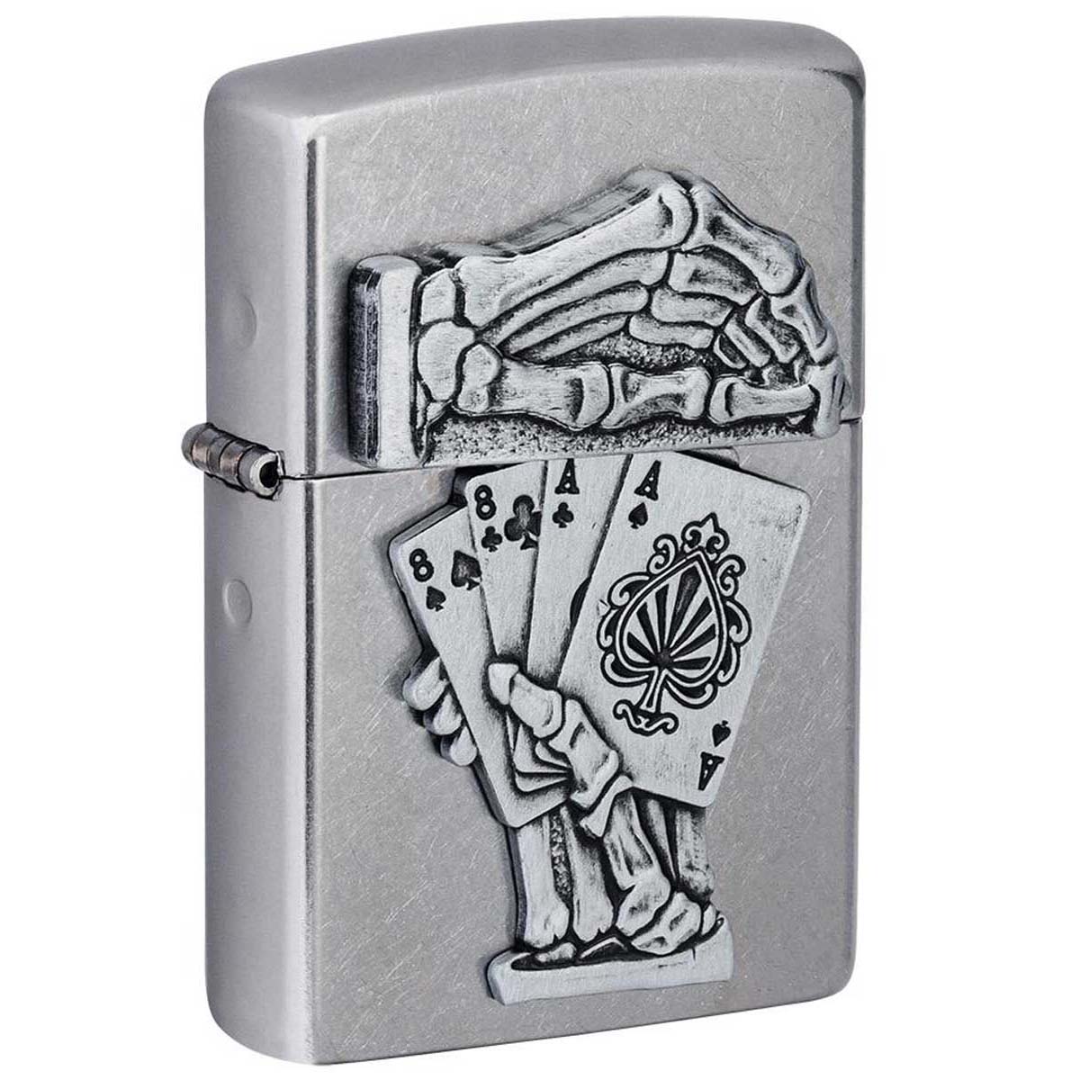 Zippo ジッポー トランプ スカル ドクロ 骸骨 Dead Mans Hand Emblem Design トリックアクション エンブレム貼り ストリートクローム 49536 メール便可