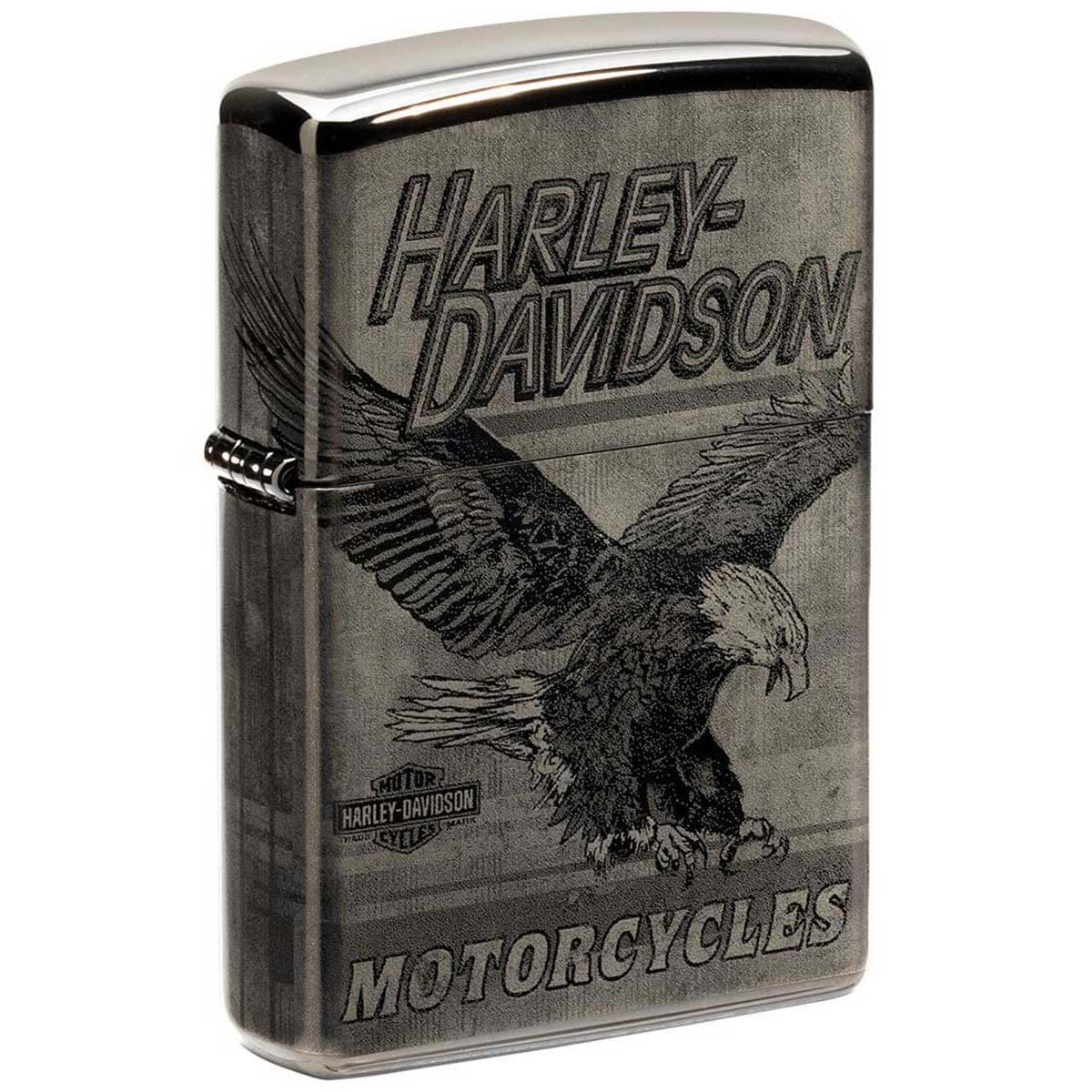 Zippo ジッポー ハーレーダビッドソン アメリカモデル バイク 二輪 モーターサイクル  Harley Davidson 360度連続加工 ロゴデザイン 鏡面 ポリッシュ ブラック 48360