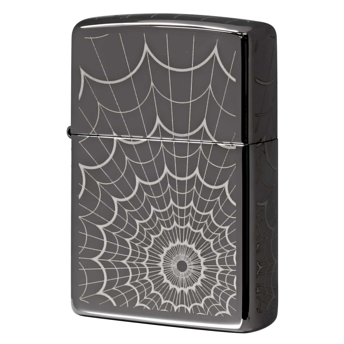 Zippo ジッポー 蜘蛛の巣 5面連続加工 Web All Over ブラックアイス 鏡面 ポリッシュ PVD加工 28527 メール便可