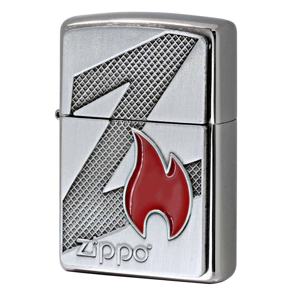 Zippo ジッポー 炎 アイコンフレーム ジッポ ロゴ Z Flame Emblem エンブレム貼り ブラッシュドクローム 29104 メール便可