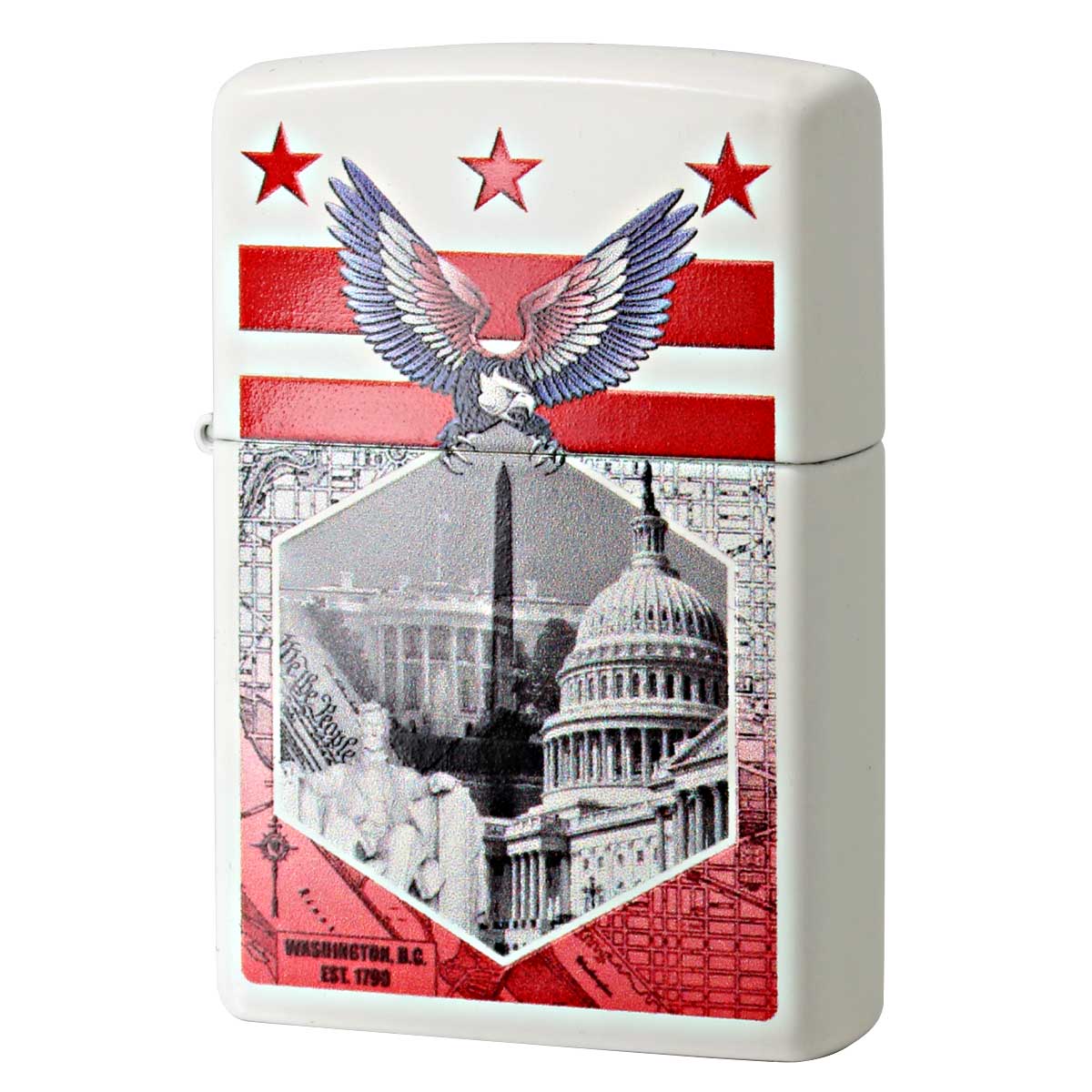 Zippo ジッポー ワシントンD.C アメリカンイーグル アメリカ国旗 ホワイトハウス Washington DC ホワイトマット 29084 メール便可
