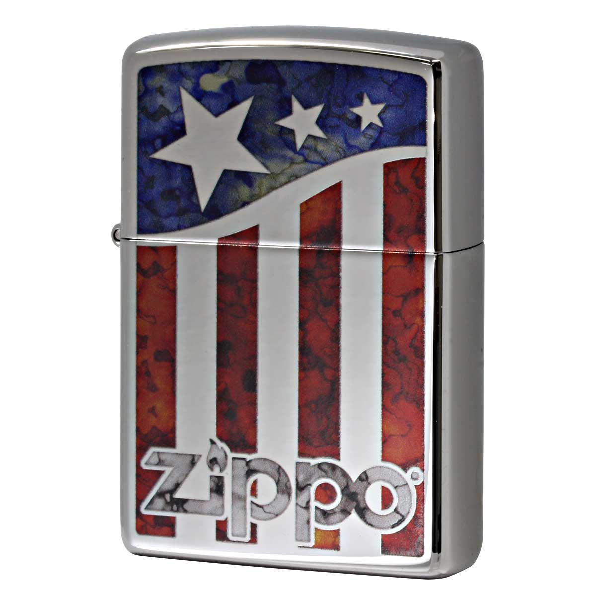 Zippo ジッポー アメリカ国旗 ジッポ ロゴ Fusion American Flag ZIPPO Logo 鏡面 ポリッシュ クローム 29095 メール便可