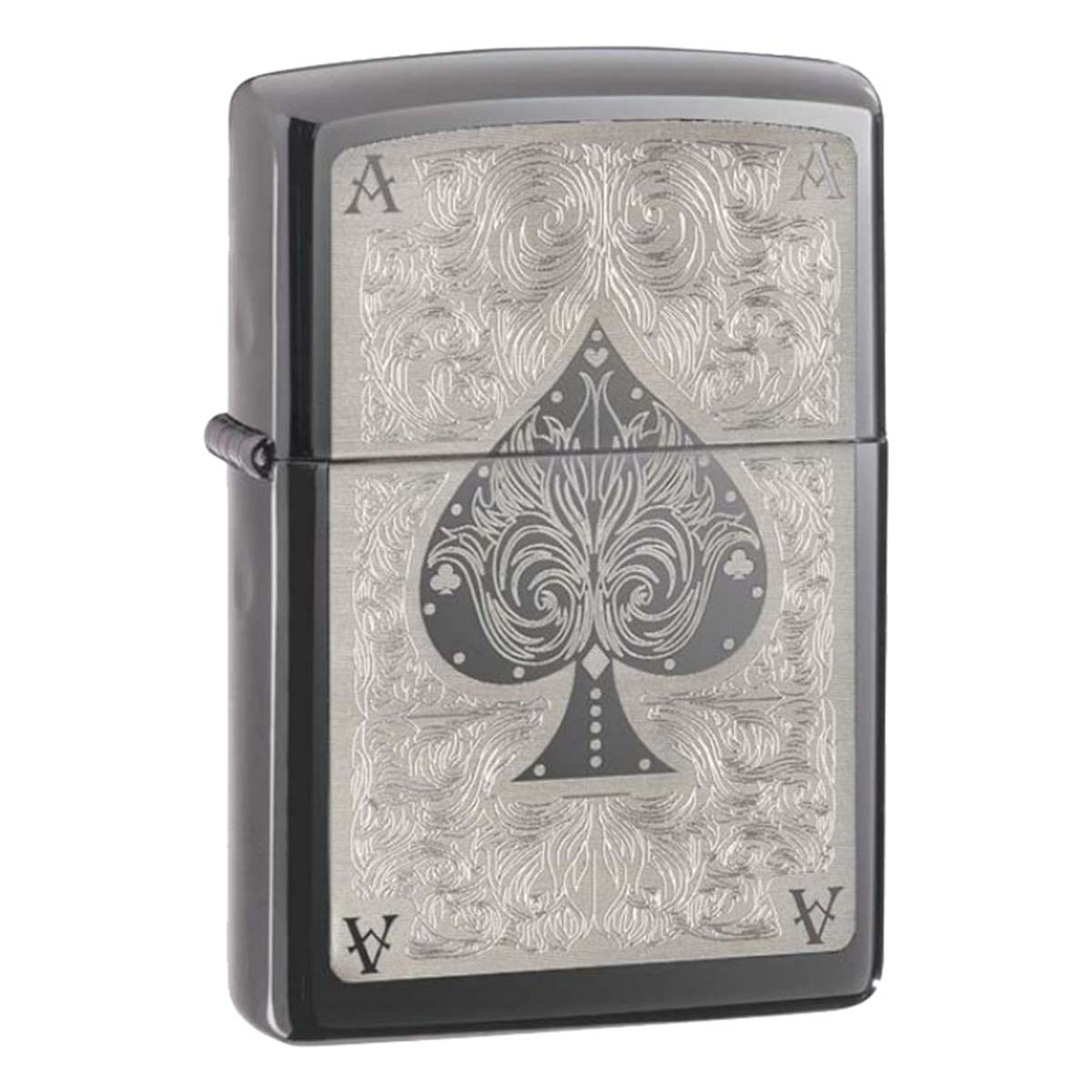 Zippo ジッポー トランプ柄 エース Ace Filigree ブラックアイス 鏡面 ポリッシュ PVD加工 28323 メール便可