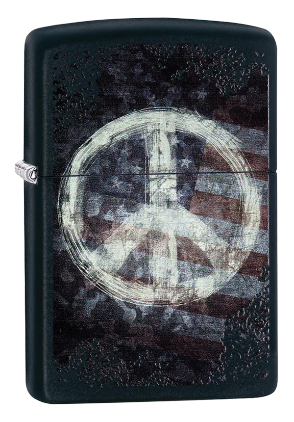 Zippo ジッポー ピースマーク アメリカ国旗 平和 反戦 Peace on Flag ブラックマット 28864 メール便可