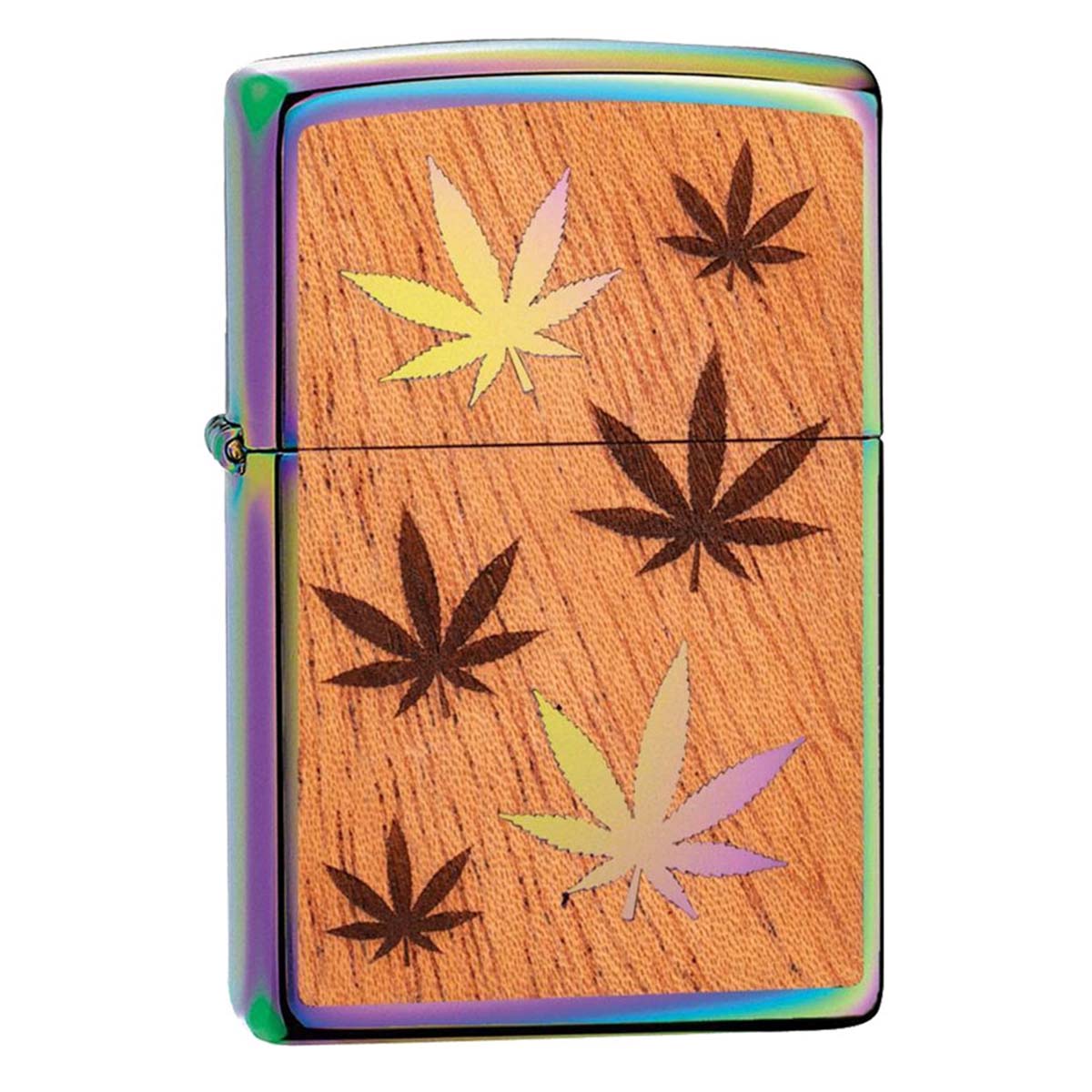 Zippo ジッポー ウッド 木 紅葉 Woodchuck Weed Leaves 虹 スペクトラム 鏡面 29903