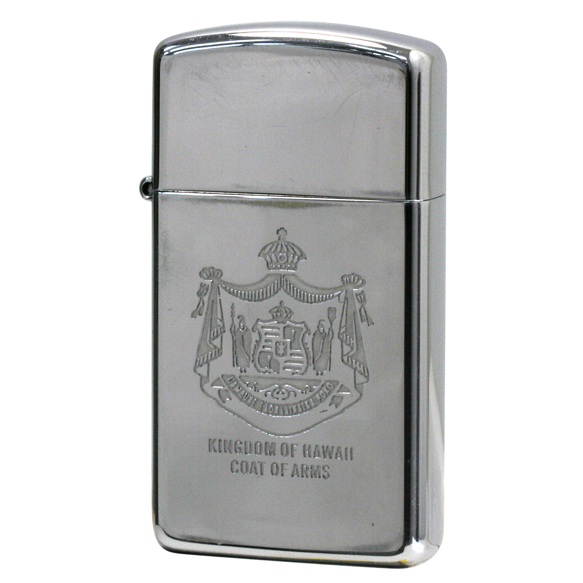 絶版/ヴィンテージ Zippo ジッポー 中古 1986年製造 Kingdom of Hawaii Coat of Arms ハワイ王国 国章 スリムタイプ  [A]使用感少なく状態が良い