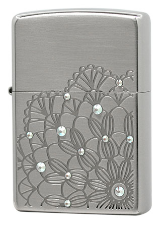Zippo ジッポー Shiny Lace Circle プラチナヘアライン メール便可