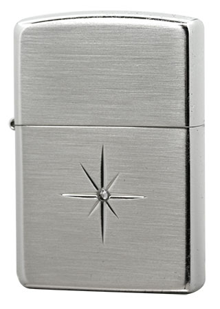 Zippo ジッポー Shiny Cross Cut L  銀ヘアライン メール便可