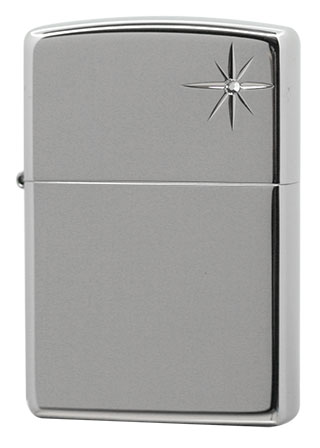 Zippo ジッポー Shiny Cross Cut S  プラチナミラー メール便可