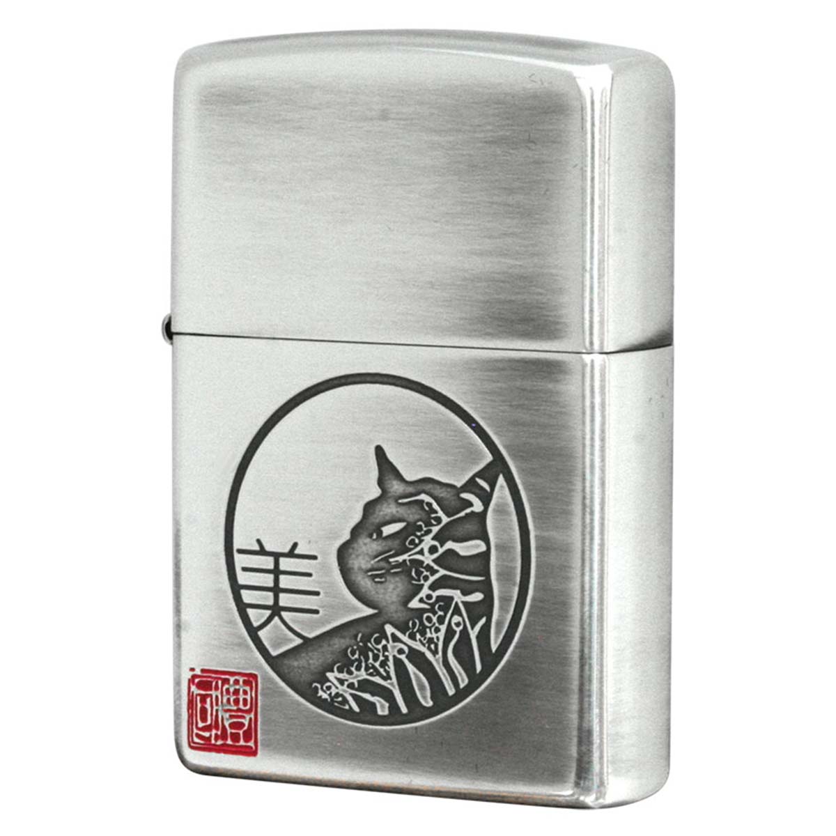 Zippo ジッポー 墨絵 画家 作家 本多豊國 見返り美人シルバー  銀メッキ 70238