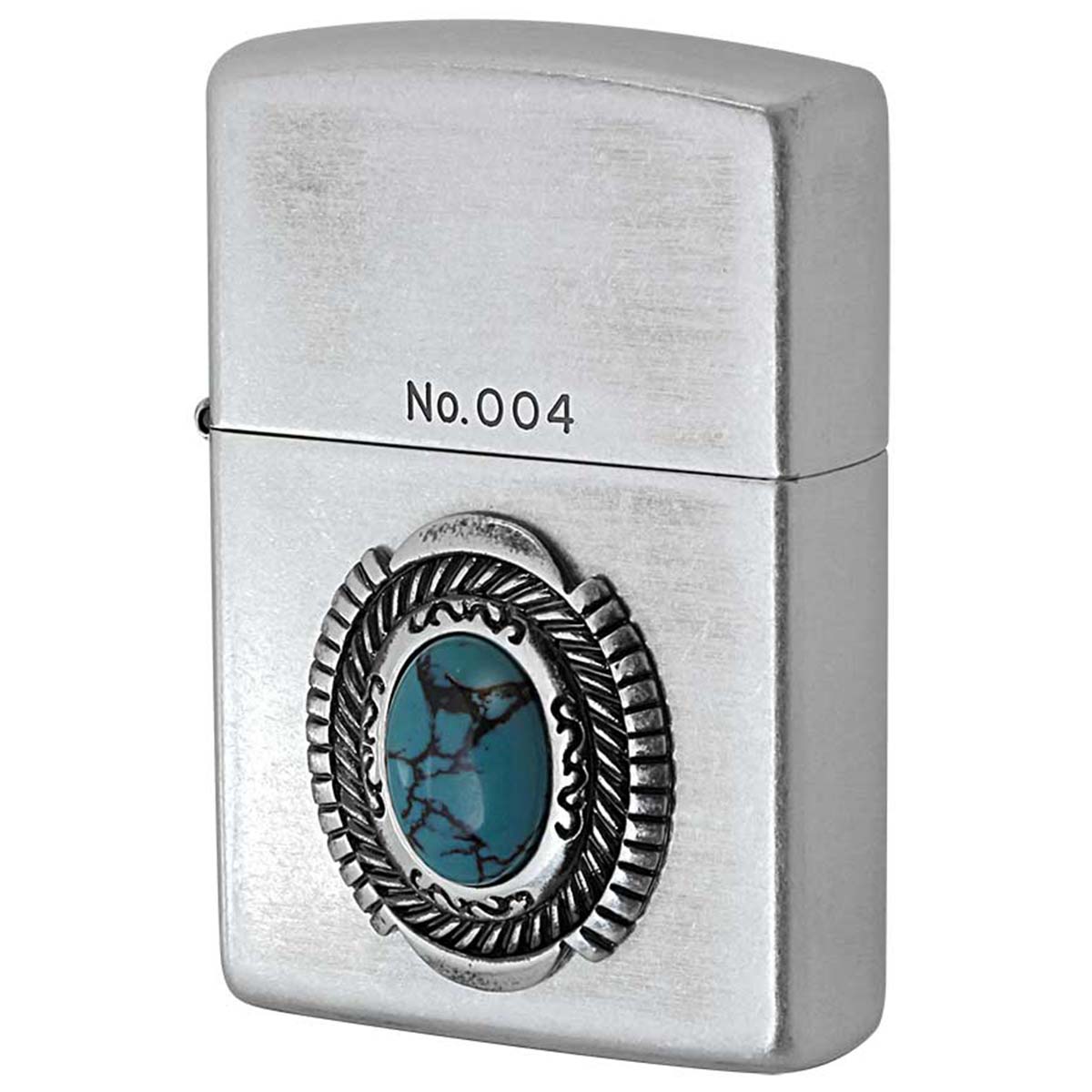 Zippo ジッポー イミテーションストーン ターコイズ Turquoise 銀メッキいぶし シリアル番号 80052
