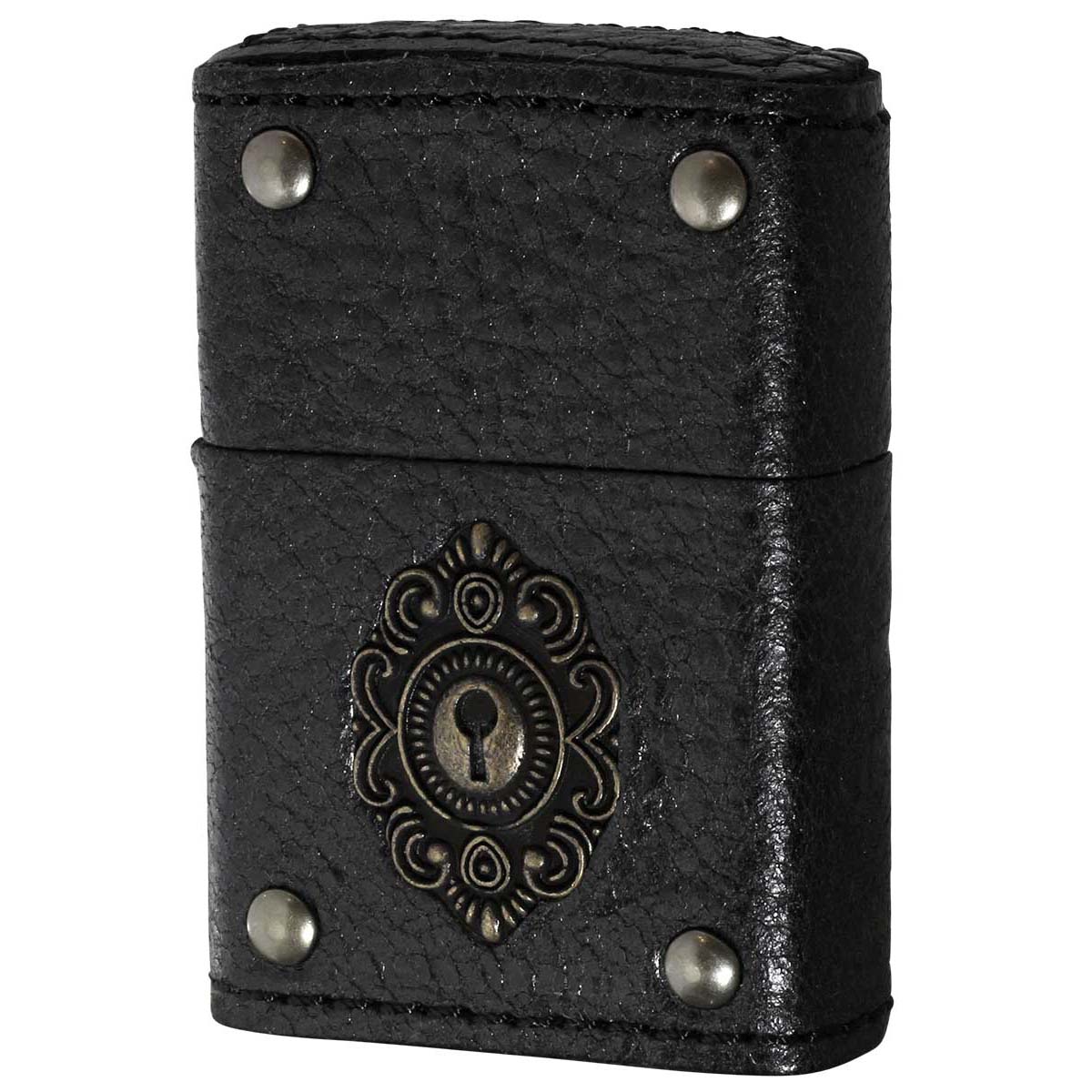 Zippo ジッポー 革巻き レーザー キーホールメタル LEATHER WINDING Keyhole Metal BK 2-50d ブラック 80072