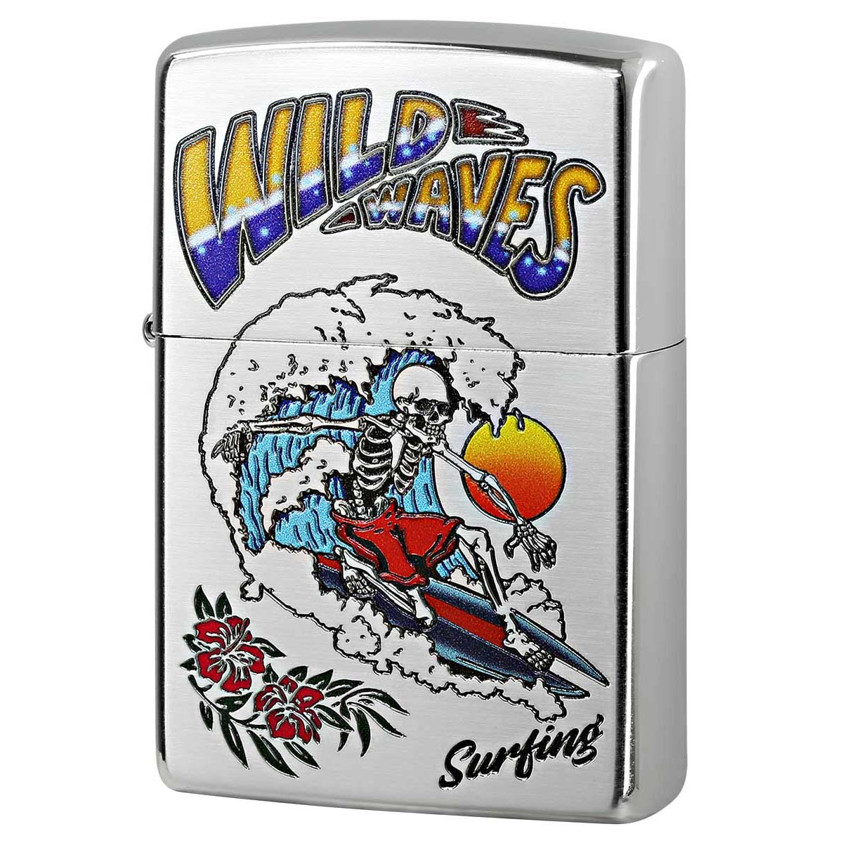Zippo ジッポー サーフィン スカル ドクロ Surfing Skull つや消し サテーナ 80063 メール便可