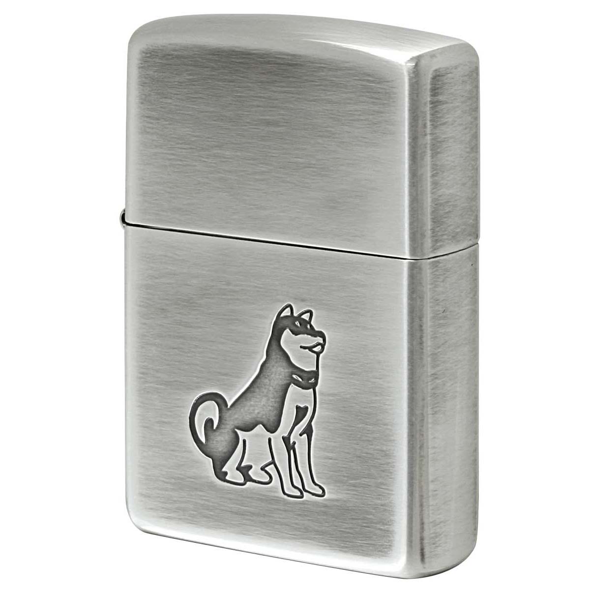Zippo ジッポー 柴犬 いきものモチーフ 動物 銀メッキいぶし 80047 メール便可
