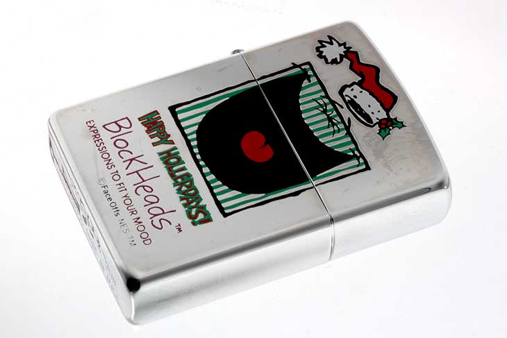 Zippo ジッポー 絶版・1997年製造 Block Heads FACE OFFS EXPRESSIONS TO FIT YOUR MOOD HAPPY HOLLERDAYS！ メール便可