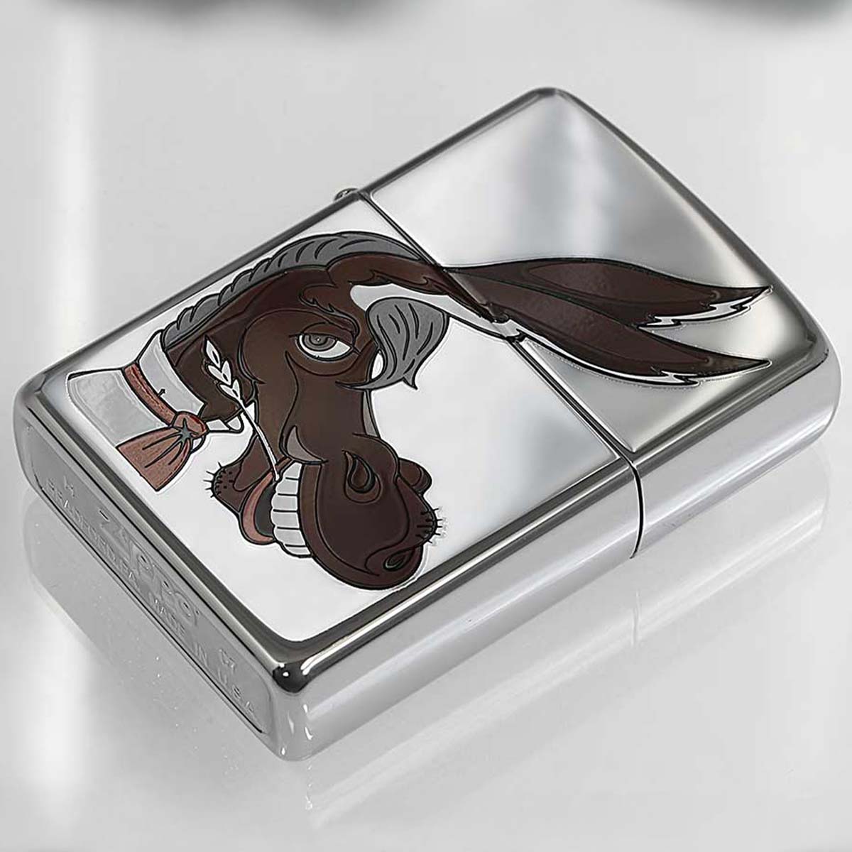 Zippo ジッポー 絶版 2007年製造 アメリカ 民主党 ドンキー 鏡面 ポリッシュ クローム  メール便可
