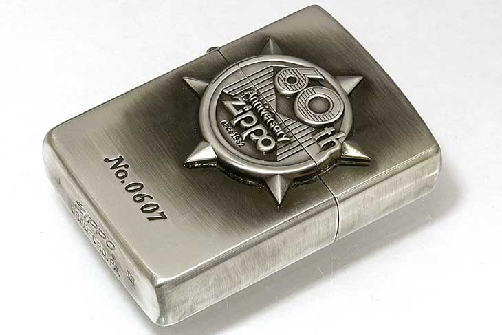 Zippo ジッポー 絶版・1991年製造 1000個限定 60th Anniversary 60周年アニバーサリー 特製キーホルダー付き SV1 No.0607