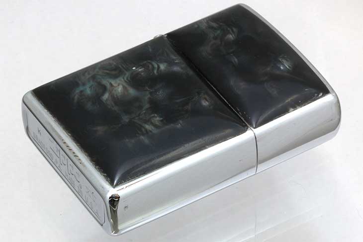 Zippo ジッポー 絶版・1999年製造 両面エポ盛り 天然貝柄 ブラック