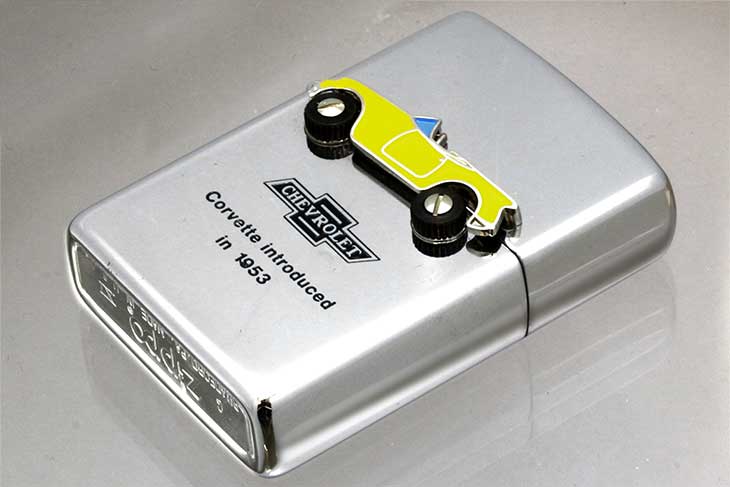 Zippo ジッポー 絶版・1995年製造 CHEVROLET Corvette introduced in 1953 化粧箱欠損あり No.CH-250Y
