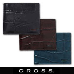 CROSS（クロス）メンズ 折り財布 牛革 本革 クロコ型押し COCO AC-198371 三種画像