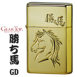 ギアートップ GEAR TOP オイルライター GT-勝ち馬　V刃手彫調彫刻　金ミラー　ゴールド画像