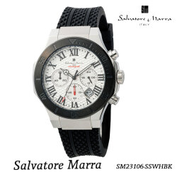 腕時計メンズ 【Salvatore Marra】サルバトーレマーラ メンズ 腕時計 クロノグラフ 5気圧防水 ラバーベルト　SM23106-SSWHBK画像