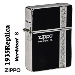 ZIPPO/1935 復刻レプリカ バーチカル アラベスク  ブラック 銀メッキ 1935VERS画像