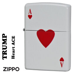 zippo(ジッポーライター) トランプデザイン ハートの エースとキング　HEART 白　ホワイト　全面塗装仕上げ　200-HEARTA画像
